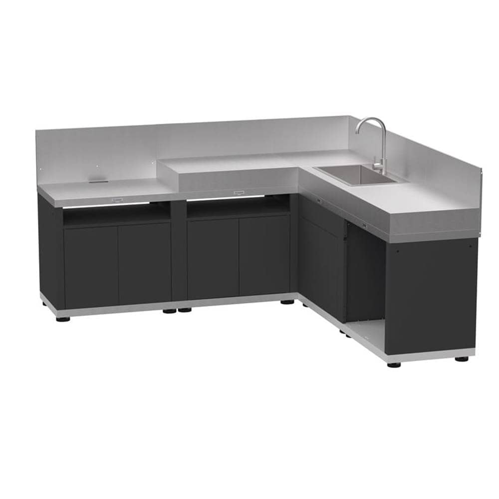 Le Marquier Cucina Angolare 5 Elementi Top Inox con Credenze - Duo