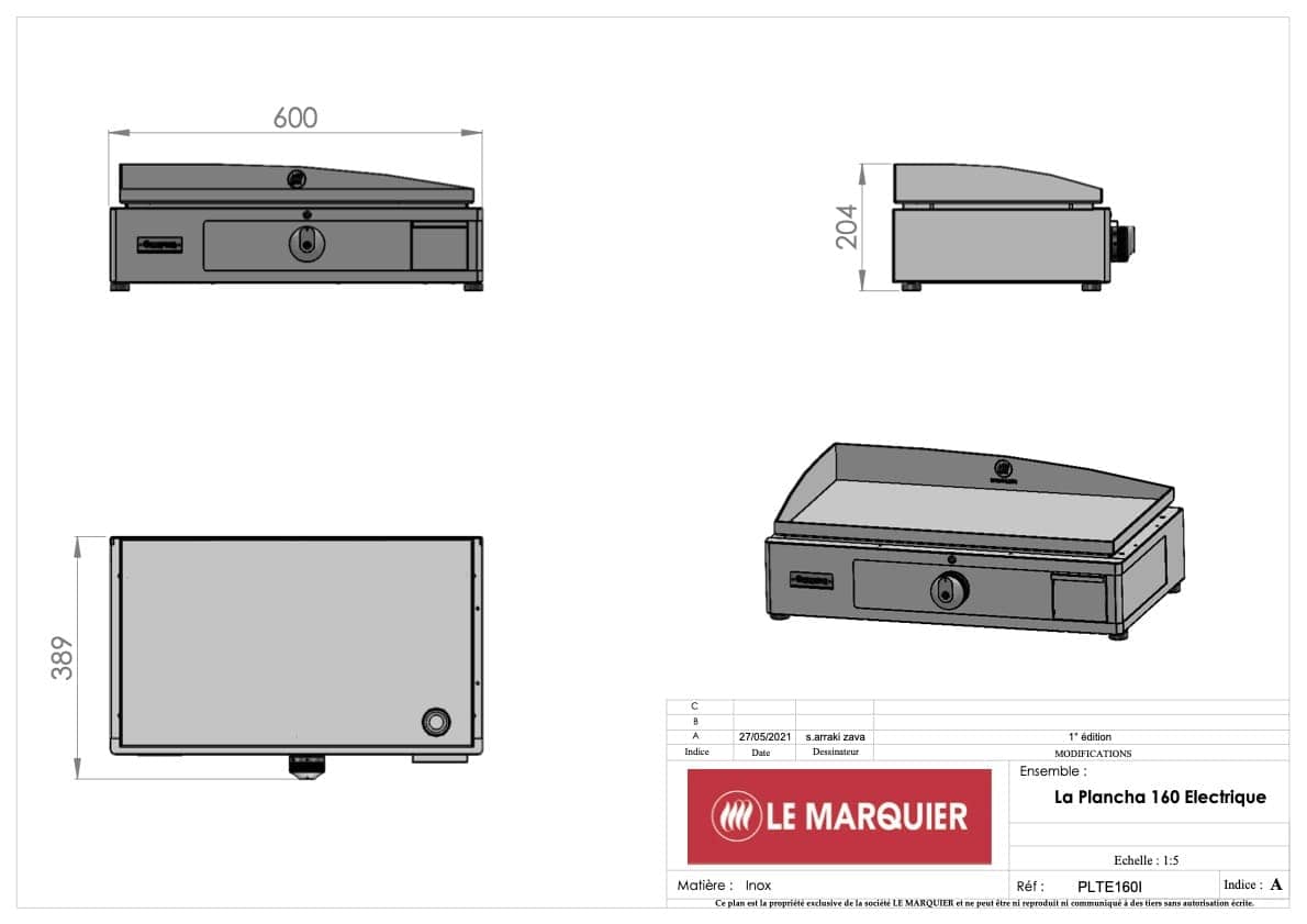 Le marquier Piastra Liscia Elettrica La Plancha Acciaio Inox 160 Plancha Acciaio Inox 160